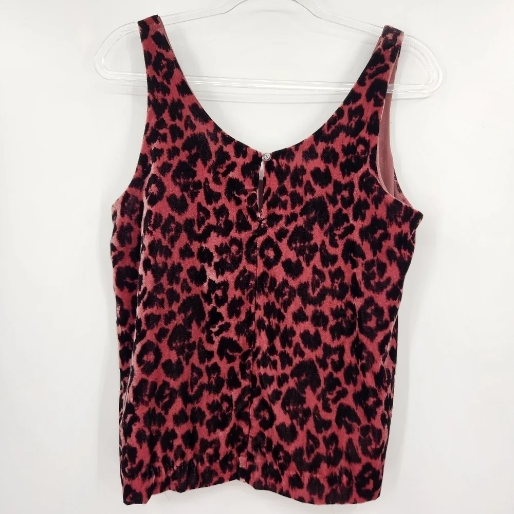 J Crew Always Leopard Velvet Tank Top Womens Size 6 Mauve Cropped Scoop Neck